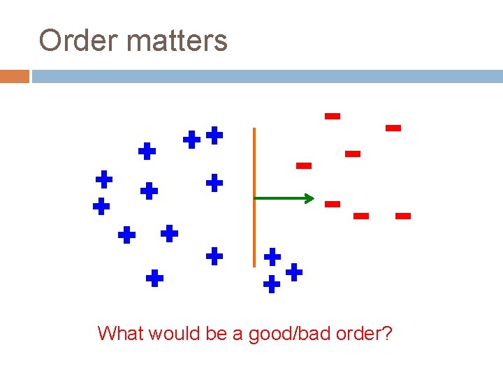 Order matters What would be a good/bad order? 