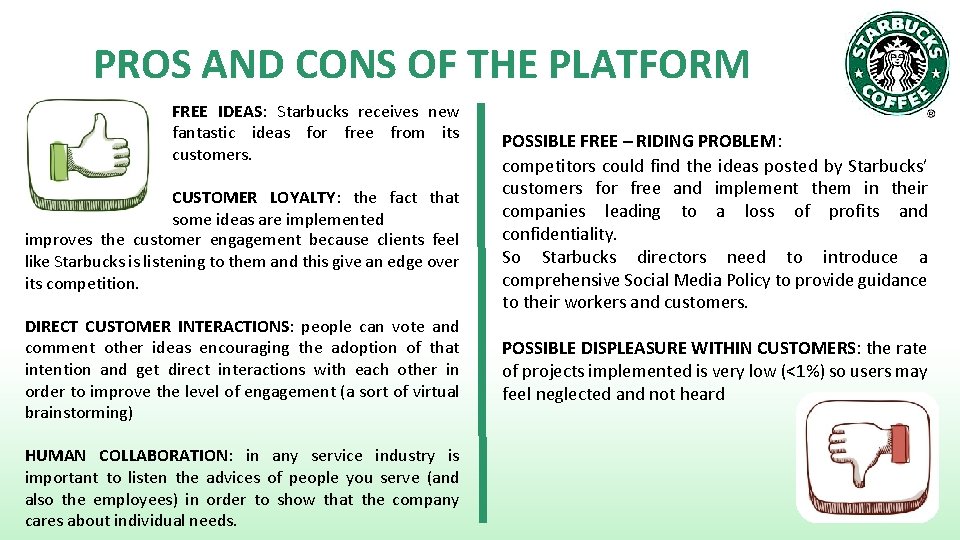 PROS AND CONS OF THE PLATFORM FREE IDEAS: Starbucks receives new fantastic ideas for