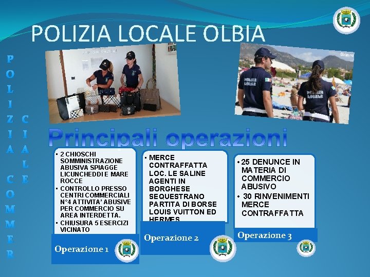 POLIZIA LOCALE OLBIA P O L I Z C I I A A L