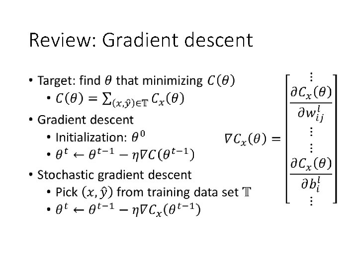 Review: Gradient descent • 