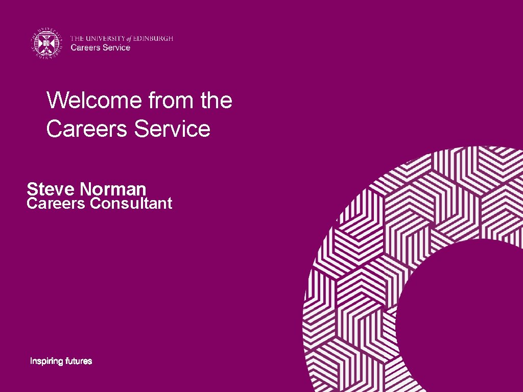 Welcome from the Careers Service Steve Norman Careers Consultant 