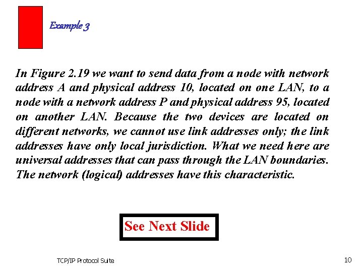 Example 3 In Figure 2. 19 we want to send data from a node