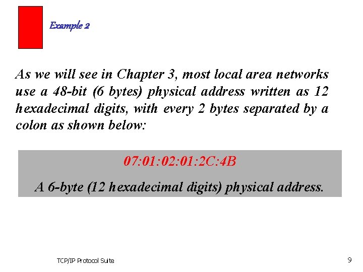 Example 2 As we will see in Chapter 3, most local area networks use