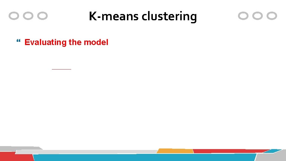 K-means clustering Evaluating the model 