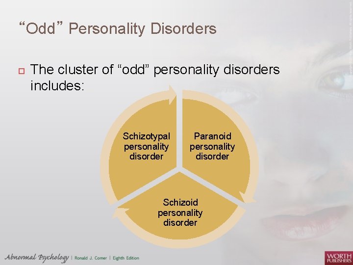 “Odd” Personality Disorders The cluster of “odd” personality disorders includes: Schizotypal personality disorder Paranoid
