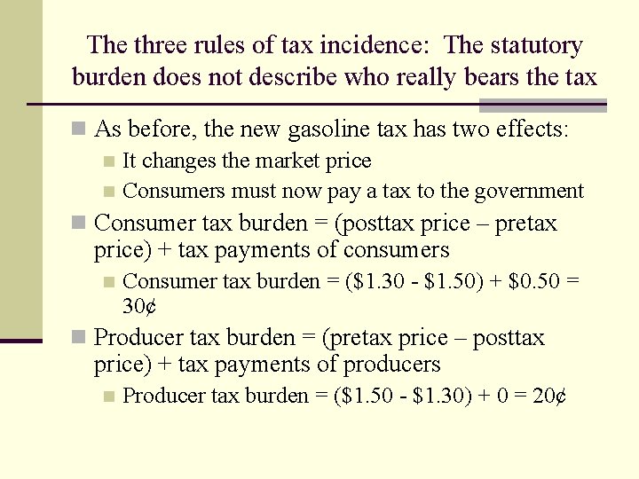 The three rules of tax incidence: The statutory burden does not describe who really