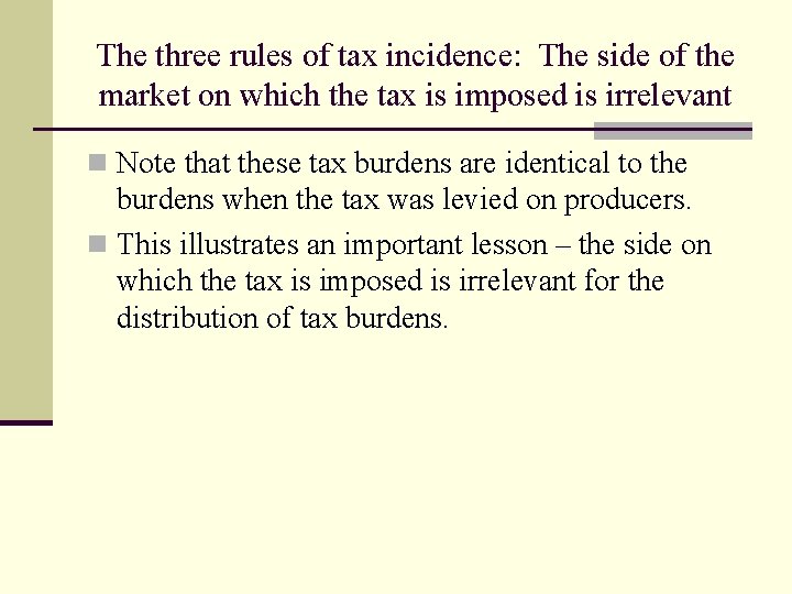 The three rules of tax incidence: The side of the market on which the