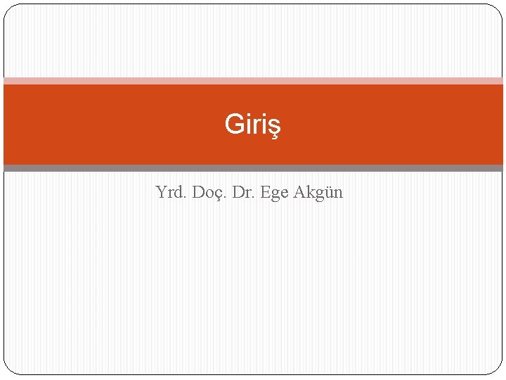 Giriş Yrd. Doç. Dr. Ege Akgün Giriş Yrd. Doç. Dr. Ege Akgün