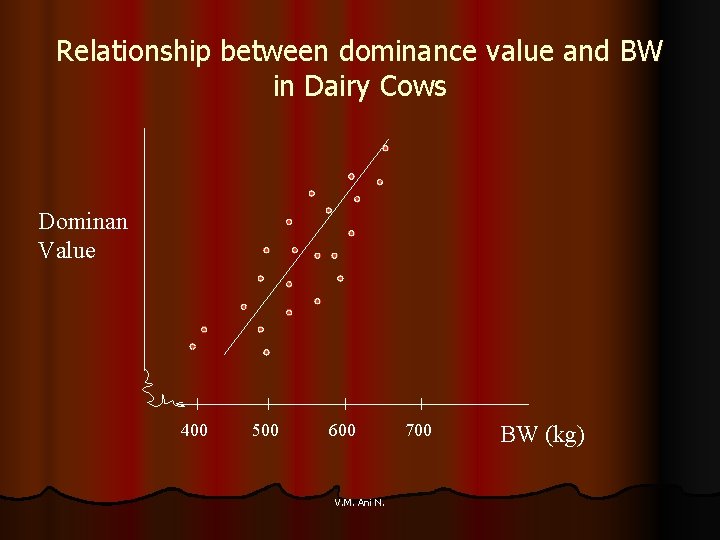 Relationship between dominance value and BW in Dairy Cows Dominan Value 400 500 600