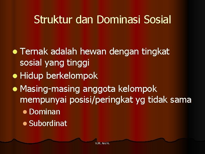Struktur dan Dominasi Sosial l Ternak adalah hewan dengan tingkat sosial yang tinggi l