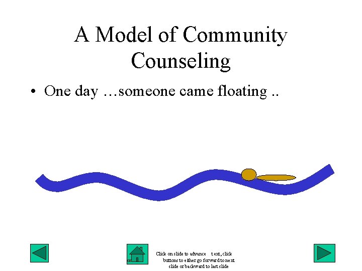 A Model of Community Counseling • One day …someone came floating. . on Click