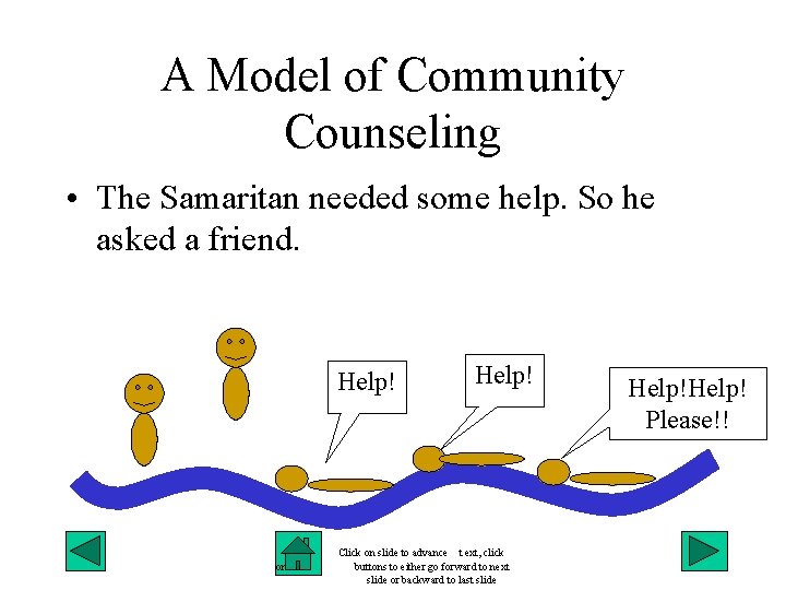 A Model of Community Counseling • The Samaritan needed some help. So he asked