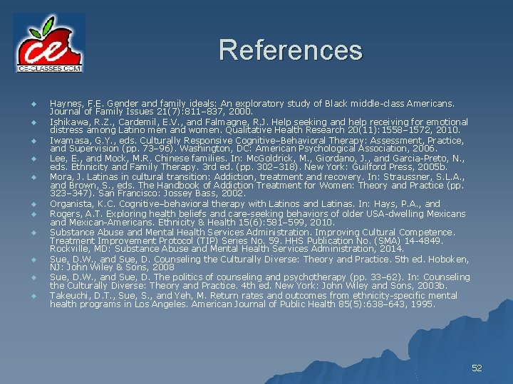 References u u u Haynes, F. E. Gender and family ideals: An exploratory study