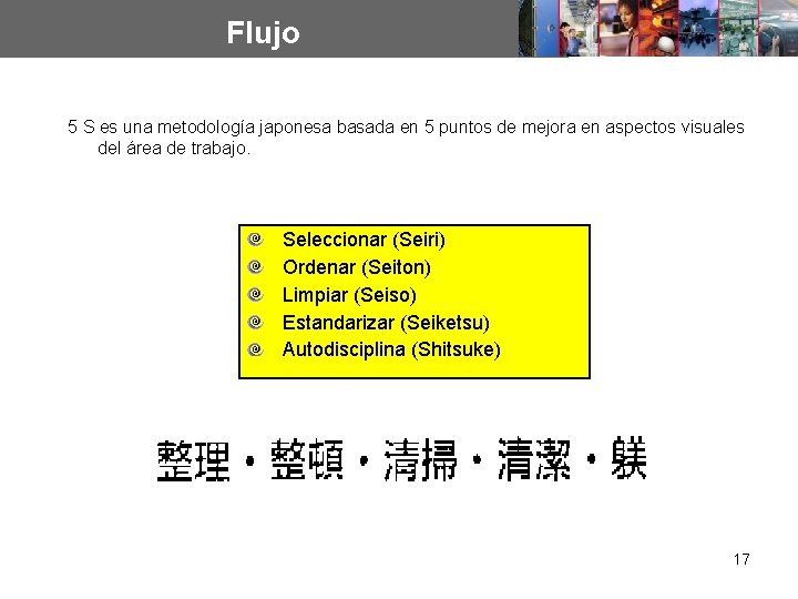 Flujo 5 S es una metodología japonesa basada en 5 puntos de mejora en