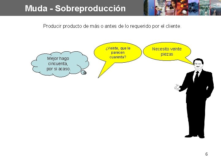 Muda - Sobreproducción Producir producto de más o antes de lo requerido por el