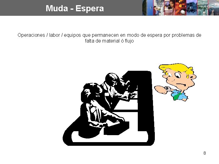 Muda - Espera Operaciones / labor / equipos que permanecen en modo de espera