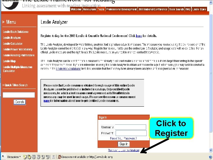 Lexile Analyzer: Managing Comprehension Click to Register 21 st Century Special Educators: Leading the