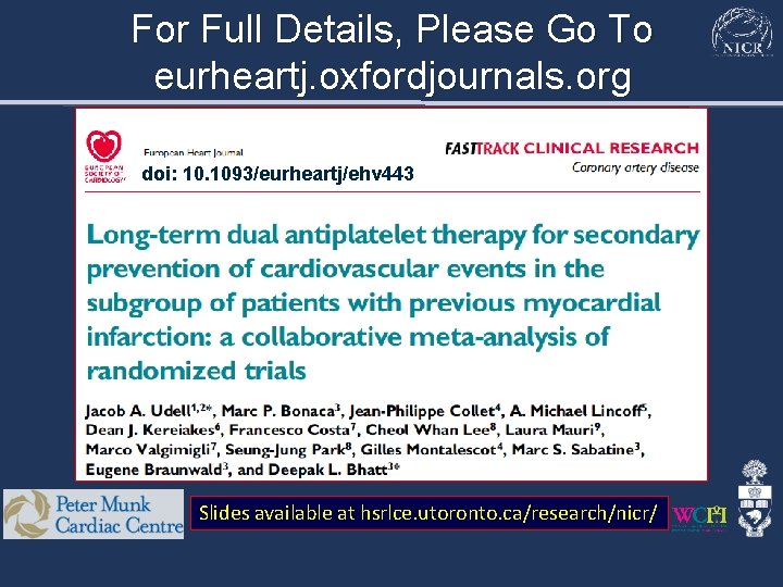 For Full Details, Please Go To eurheartj. oxfordjournals. org doi: 10. 1093/eurheartj/ehv 443 Slides