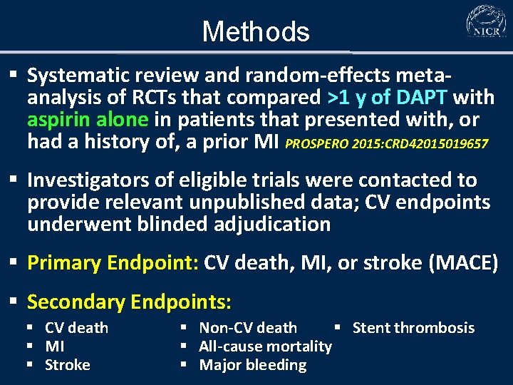 Methods § Systematic review and random-effects metaanalysis of RCTs that compared >1 y of