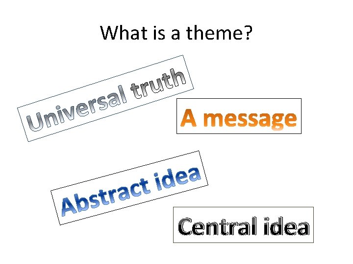 What is a theme? Central idea 