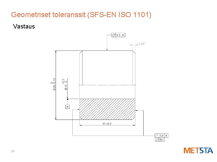 Geometriset toleranssit (SFS-EN ISO 1101) Vastaus 77 