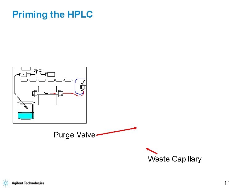 Priming the HPLC Flow Purge Valve Waste Capillary 17 