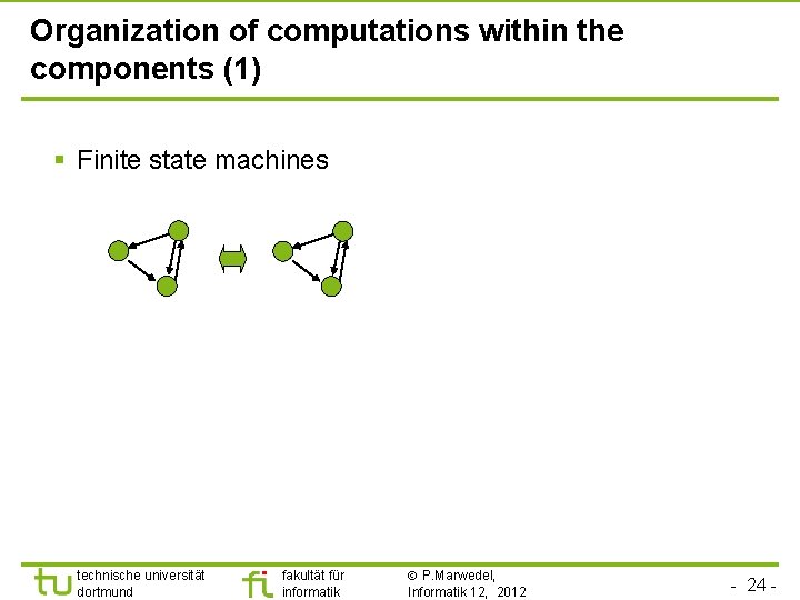 Organization of computations within the components (1) § Finite state machines technische universität dortmund