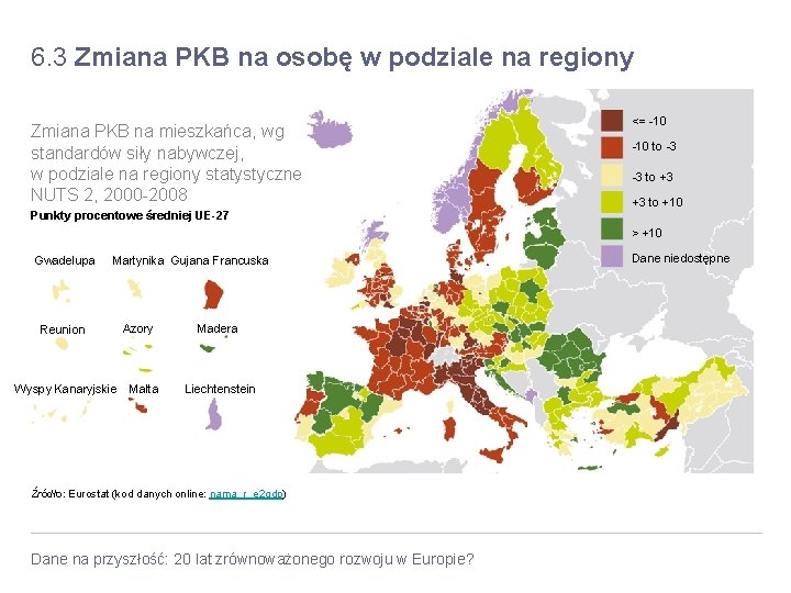 6. 3 Zmiana PKB na osobę w podziale na regiony Zmiana PKB na mieszkańca,