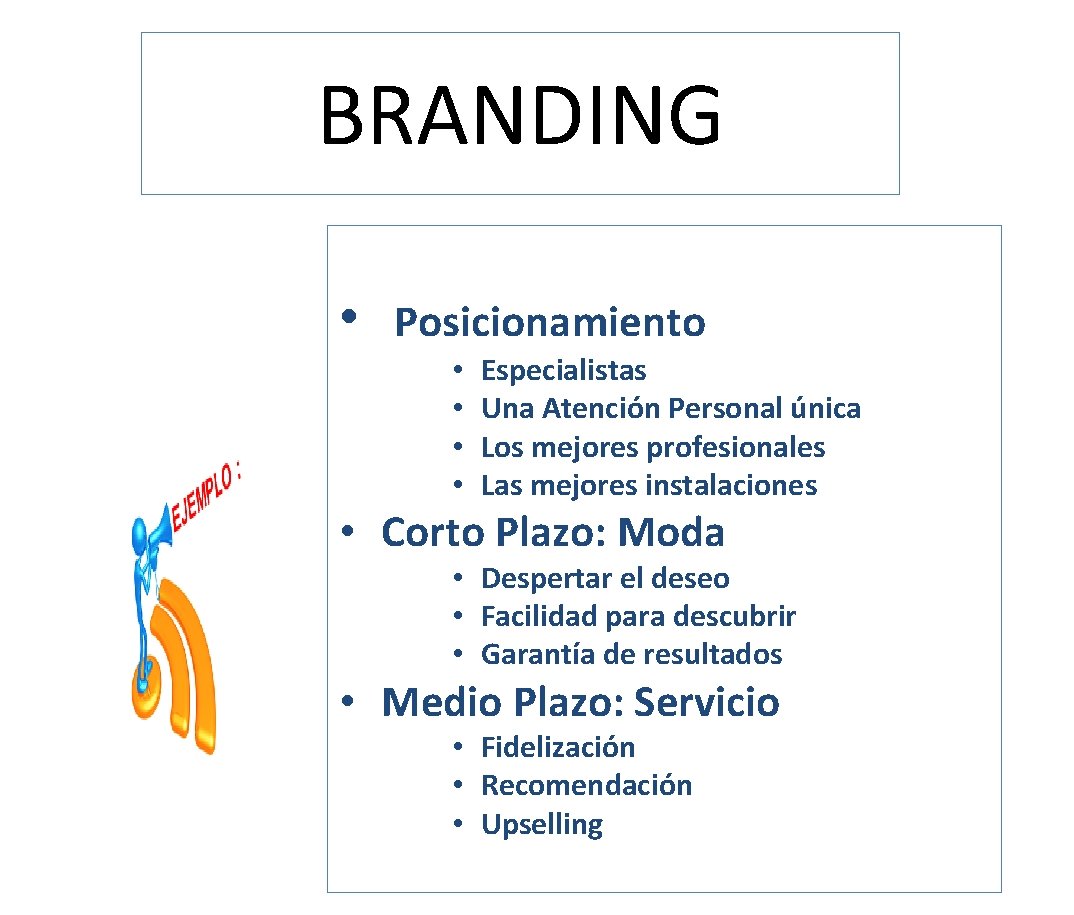 BRANDING • Posicionamiento • • Especialistas Una Atención Personal única Los mejores profesionales Las