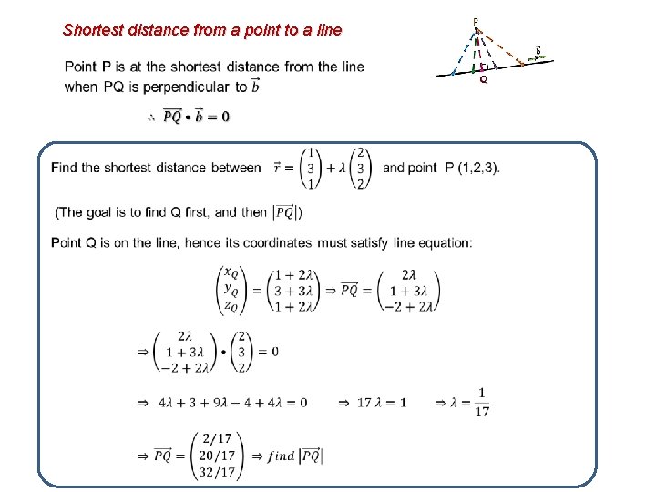 Shortest distance from a point to a line 