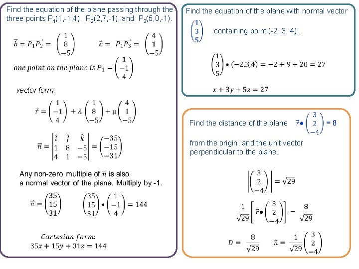 Find the equation of the plane passing through the three points P 1(1, -1,