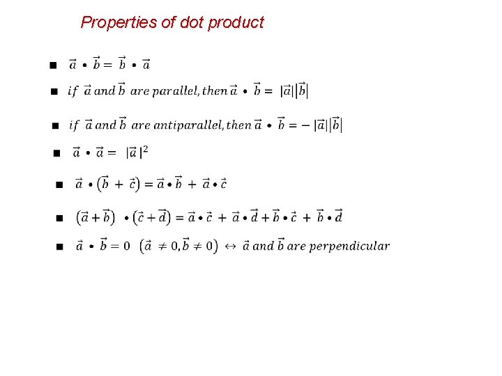 Properties of dot product 