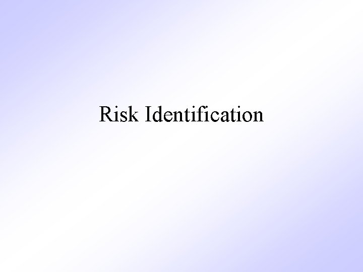 Risk Identification 