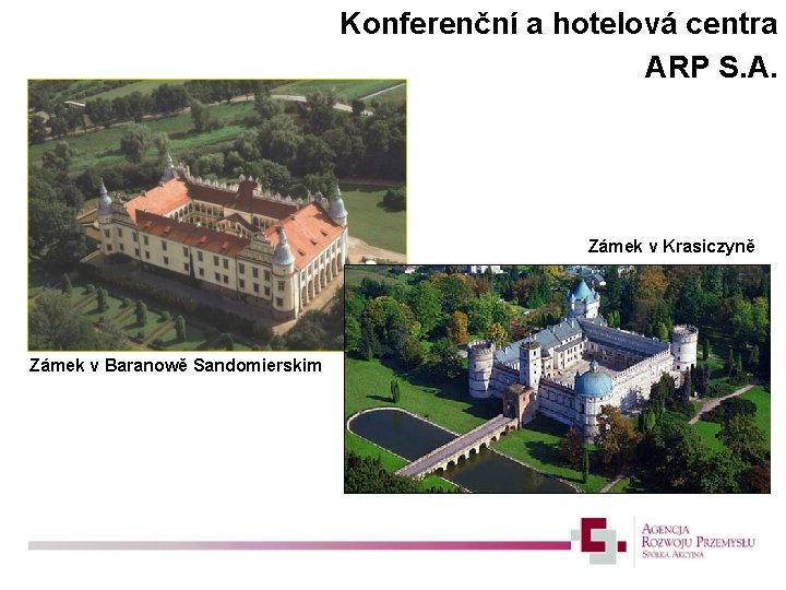 Konferenční a hotelová centra ARP S. A. Zámek v Krasiczyně Zámek v Baranowě Sandomierskim