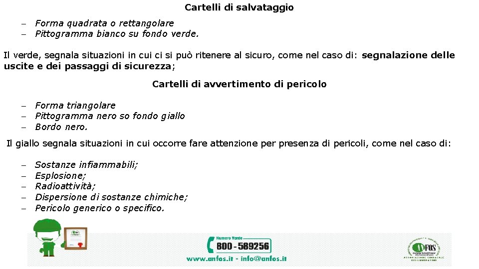 Cartelli di salvataggio Forma quadrata o rettangolare Pittogramma bianco su fondo verde. Il verde,