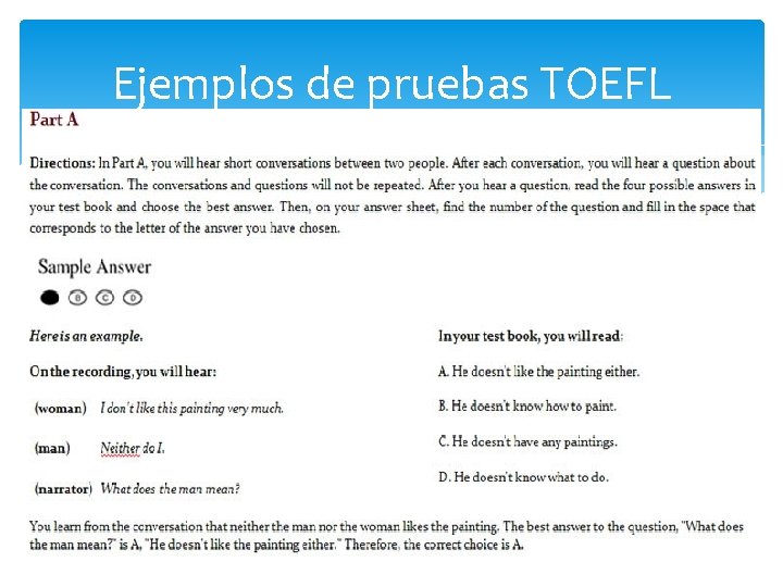 Ejemplos de pruebas TOEFL 