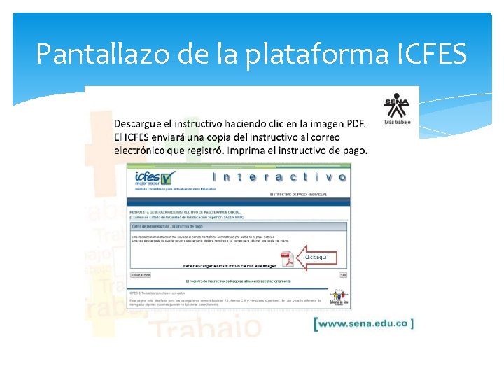 Pantallazo de la plataforma ICFES 