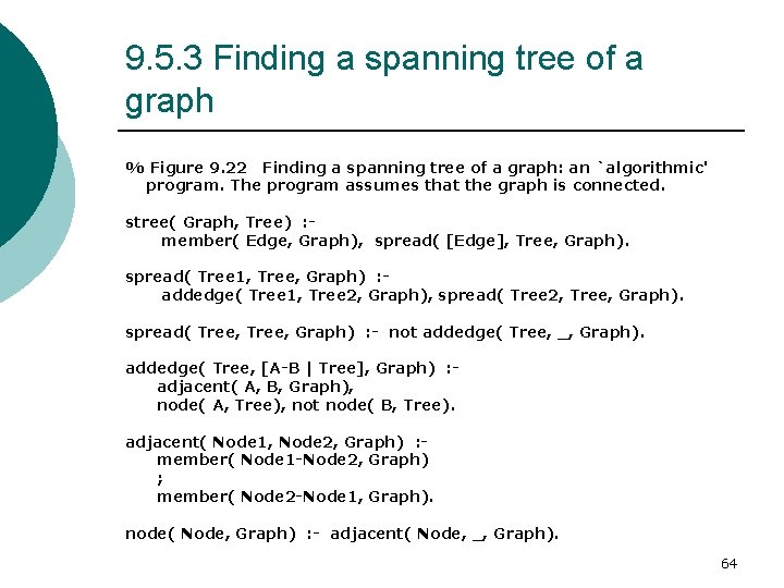 9. 5. 3 Finding a spanning tree of a graph % Figure 9. 22