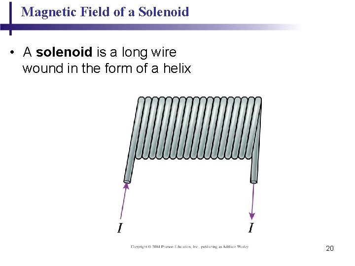 Magnetic Field of a Solenoid • A solenoid is a long wire wound in