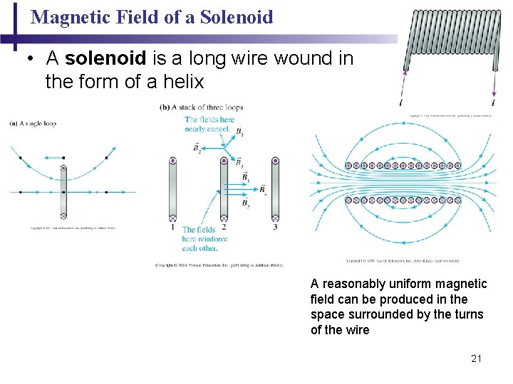 Magnetic Field of a Solenoid • A solenoid is a long wire wound in