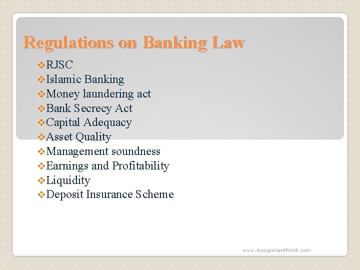 Regulations on Banking Law v. RJSC v. Islamic Banking v. Money laundering act v.