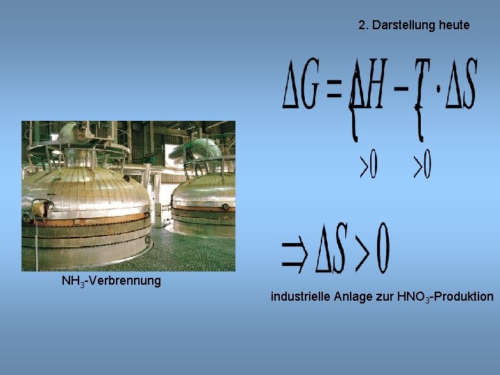 2. Darstellung heute NH 3 -Verbrennung industrielle Anlage zur HNO 3 -Produktion 