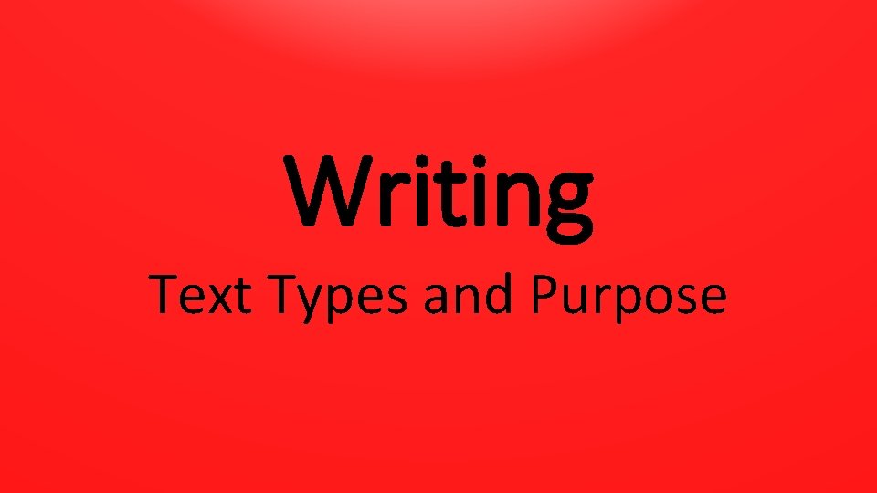 Writing Text Types and Purpose 
