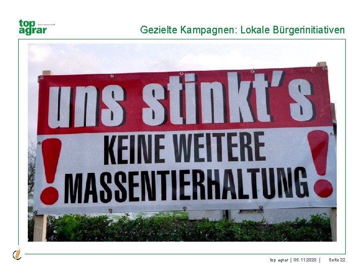 Gezielte Kampagnen: Lokale Bürgerinitiativen top agrar 05. 11. 2020 Seite 22 
