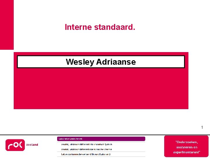 Interne standaard. Wesley Adriaanse 1 