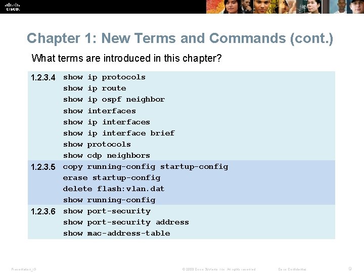 Chapter 1: New Terms and Commands (cont. ) What terms are introduced in this Chapter 1: New Terms and Commands (cont. ) What terms are introduced in this