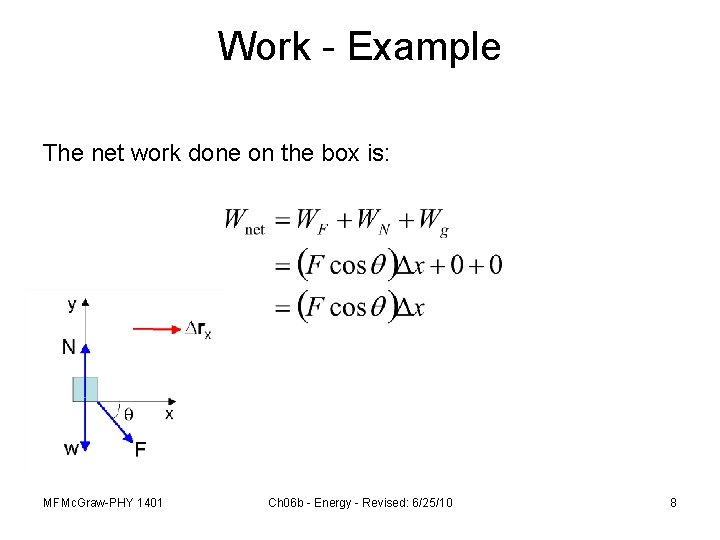 Work - Example The net work done on the box is: MFMc. Graw-PHY 1401