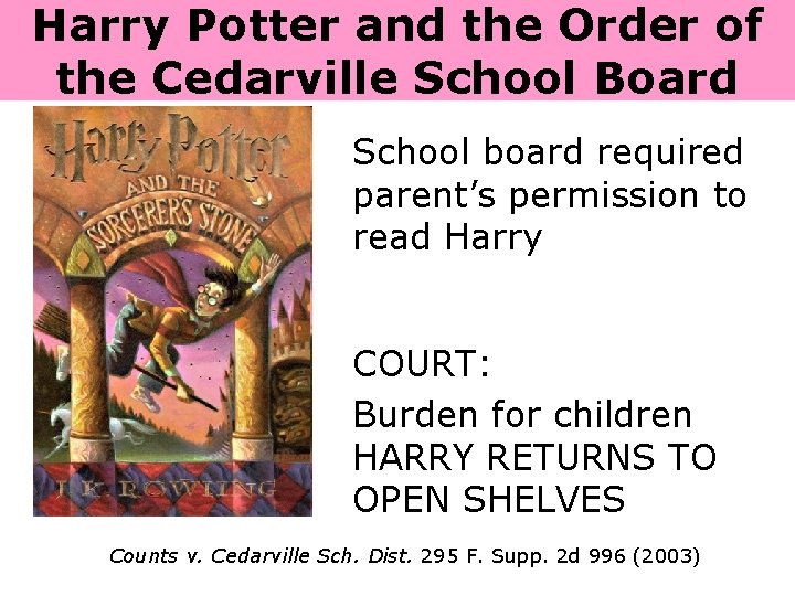 Harry Potter and the Order of the Cedarville School Board School board required parent’s