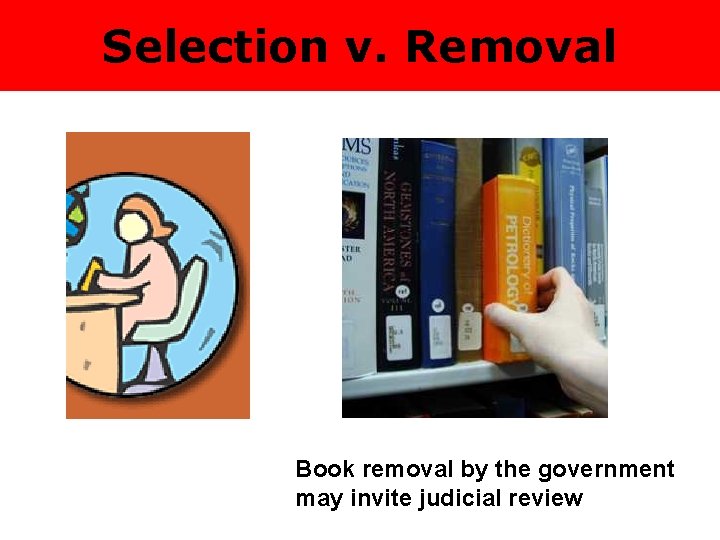 Selection v. Removal Book removal by the government may invite judicial review 