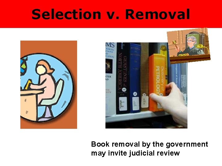 Selection v. Removal Book removal by the government may invite judicial review 